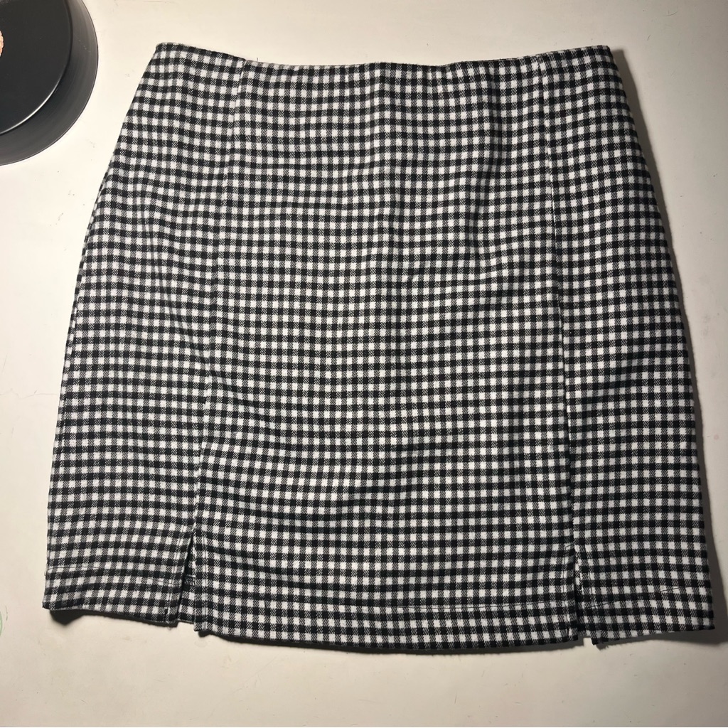 Black And White Gingham Mini Skirt